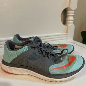 Nike Athletic Shoes Gray and Teal with Orange Accents